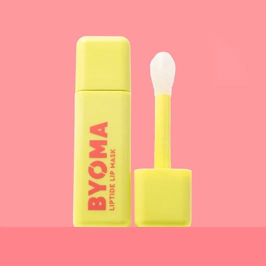 Le BYOMA Liptide Lip Mask dans un flacon jaune éclatant.