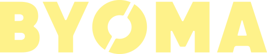 Logo BYOMA en jaune clair.