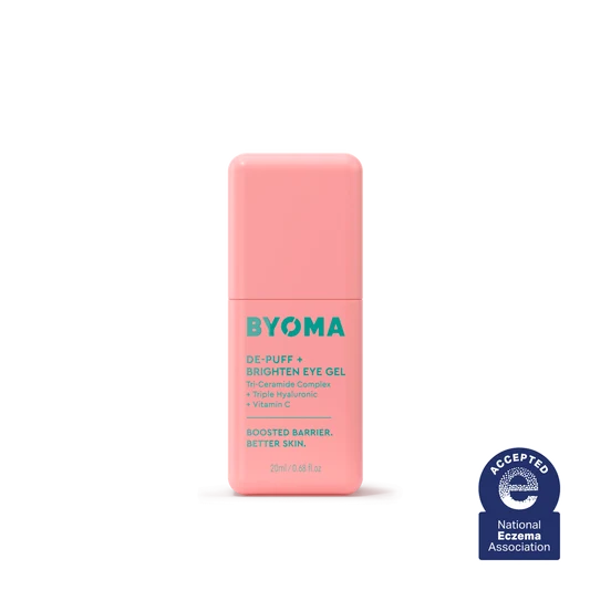 Un flacon de Byoma De-Puff + Brighten Eye Gel.